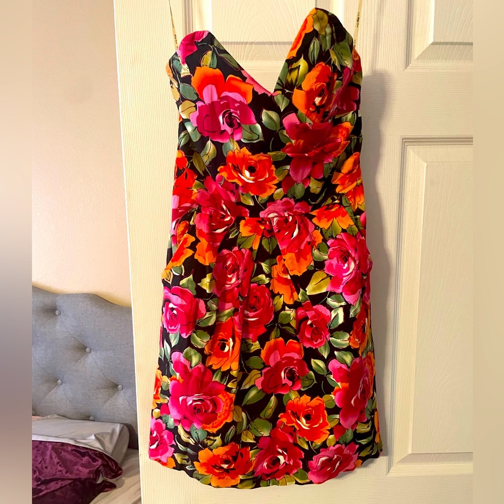 Short Floral Strapless Dress